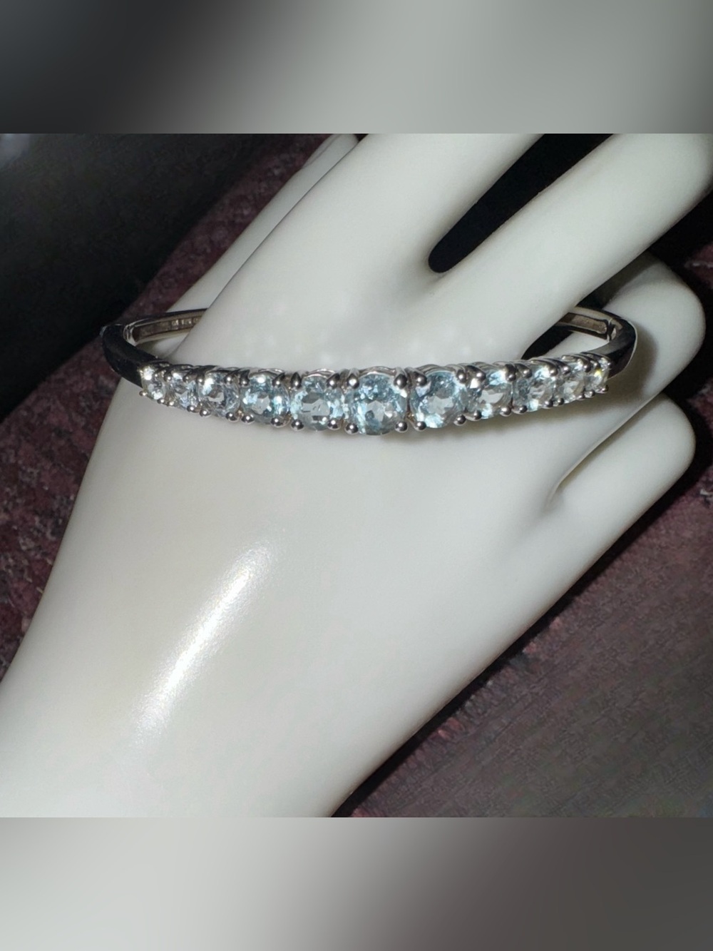 Stunning Aquamarine Bracelet Sterling Silver, size 7"